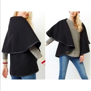 New Roots womens wool circle outer vest coat jacket S black midnight blue Small